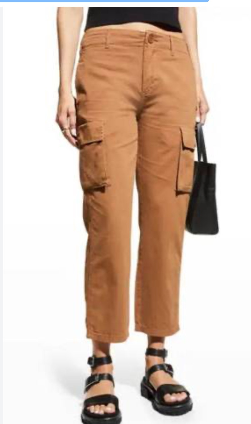 Frame Denim Relaxed Utility Cargo Pants Washed Latte Brown 27